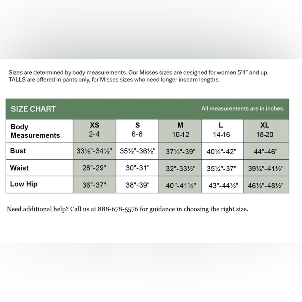 Coldwater Creek Size Guide